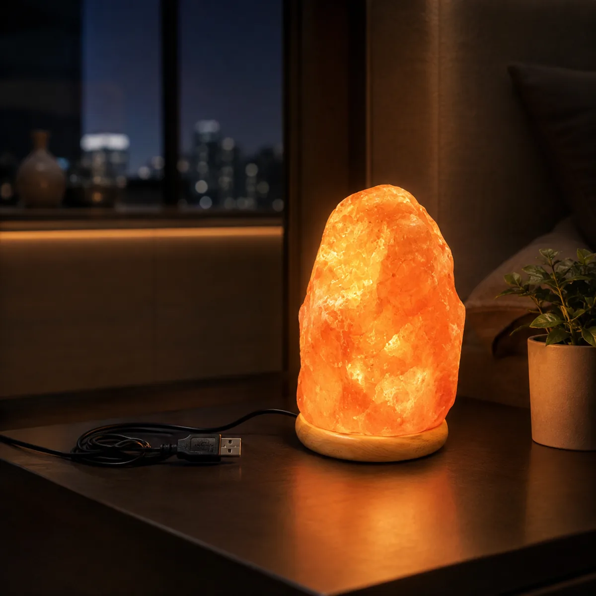 USB Himalayan Salt Lamp – Natural, Pink - Day Lifestyle