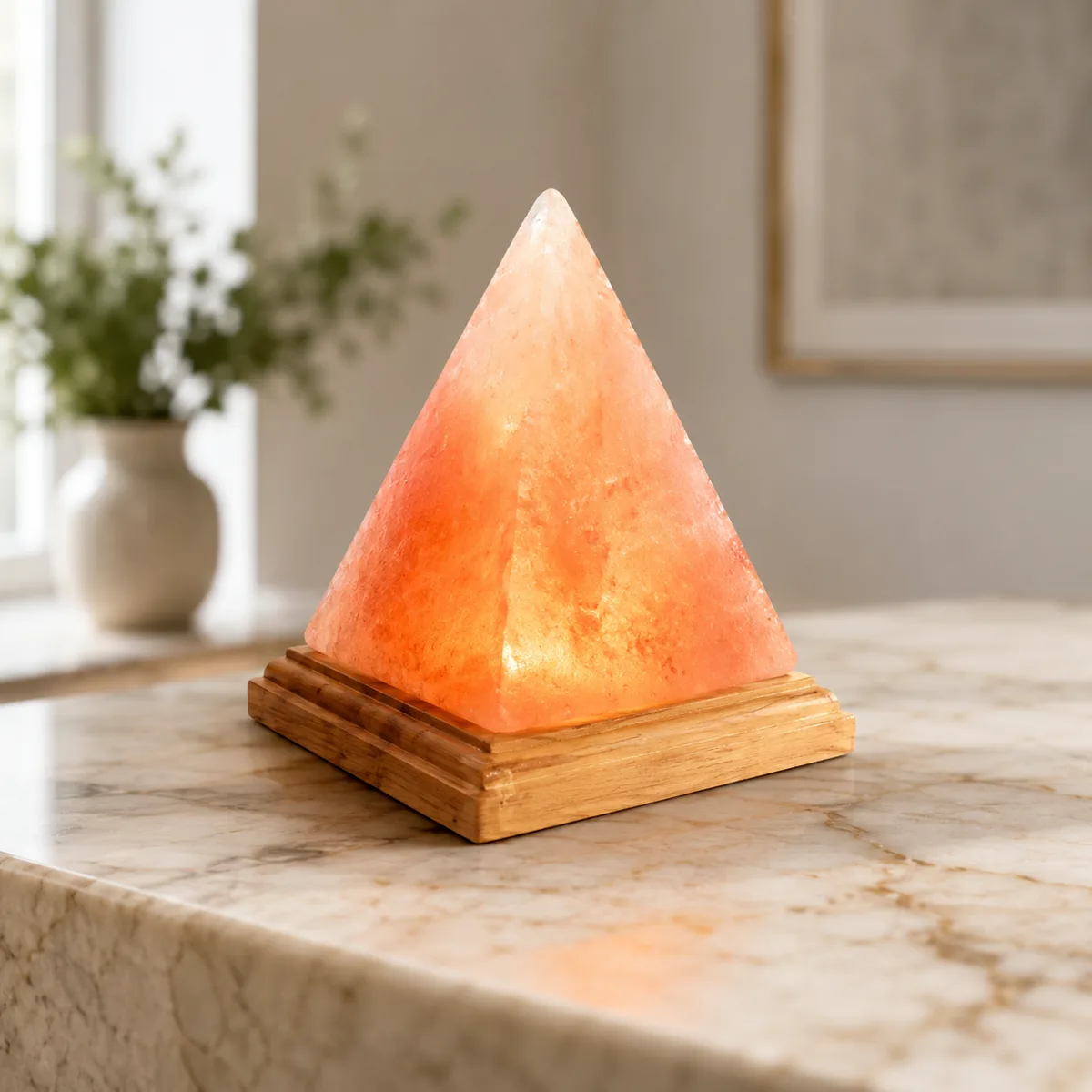 USB Himalayan Salt Lamp – Pyramid, Pink - View 4