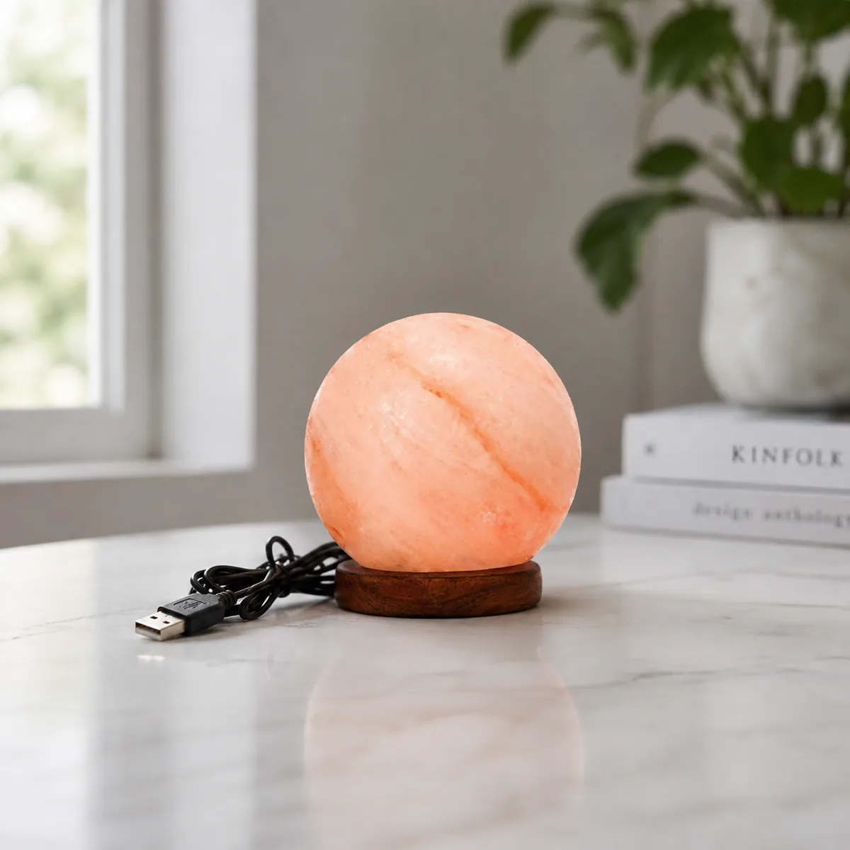 USB Himalayan Salt Lamp – Ball, Pink - View 4