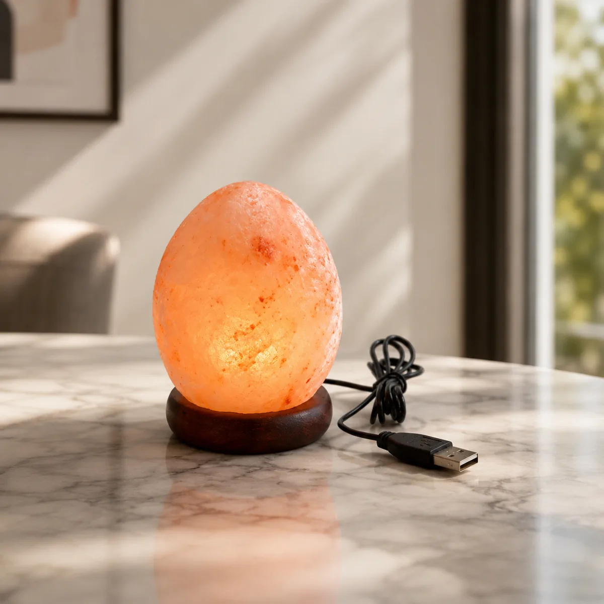USB Himalayan Salt Lamp – Egg, Pink - View 4