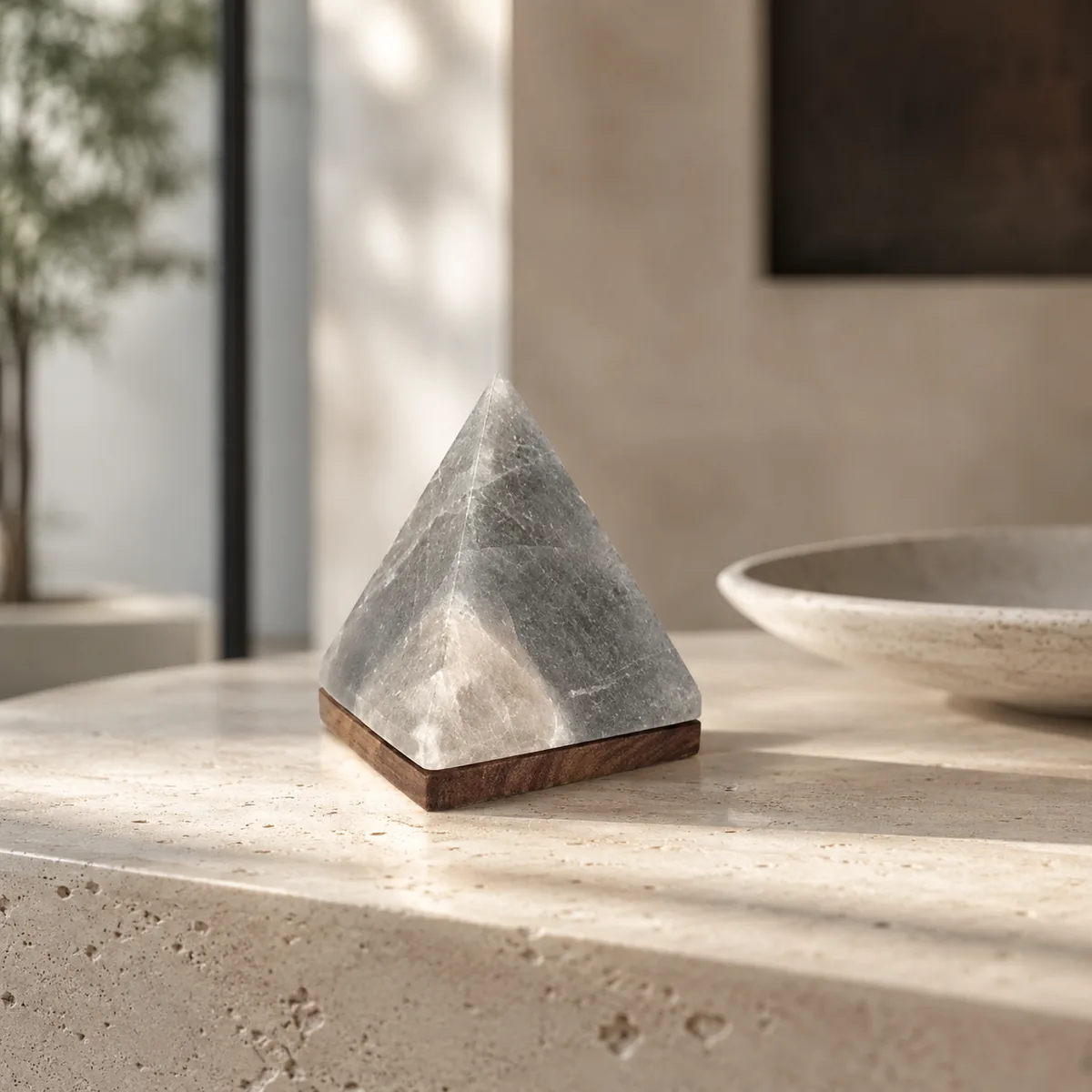 USB Himalayan Salt Lamp – Pyramid, Grey - Item MINI-511