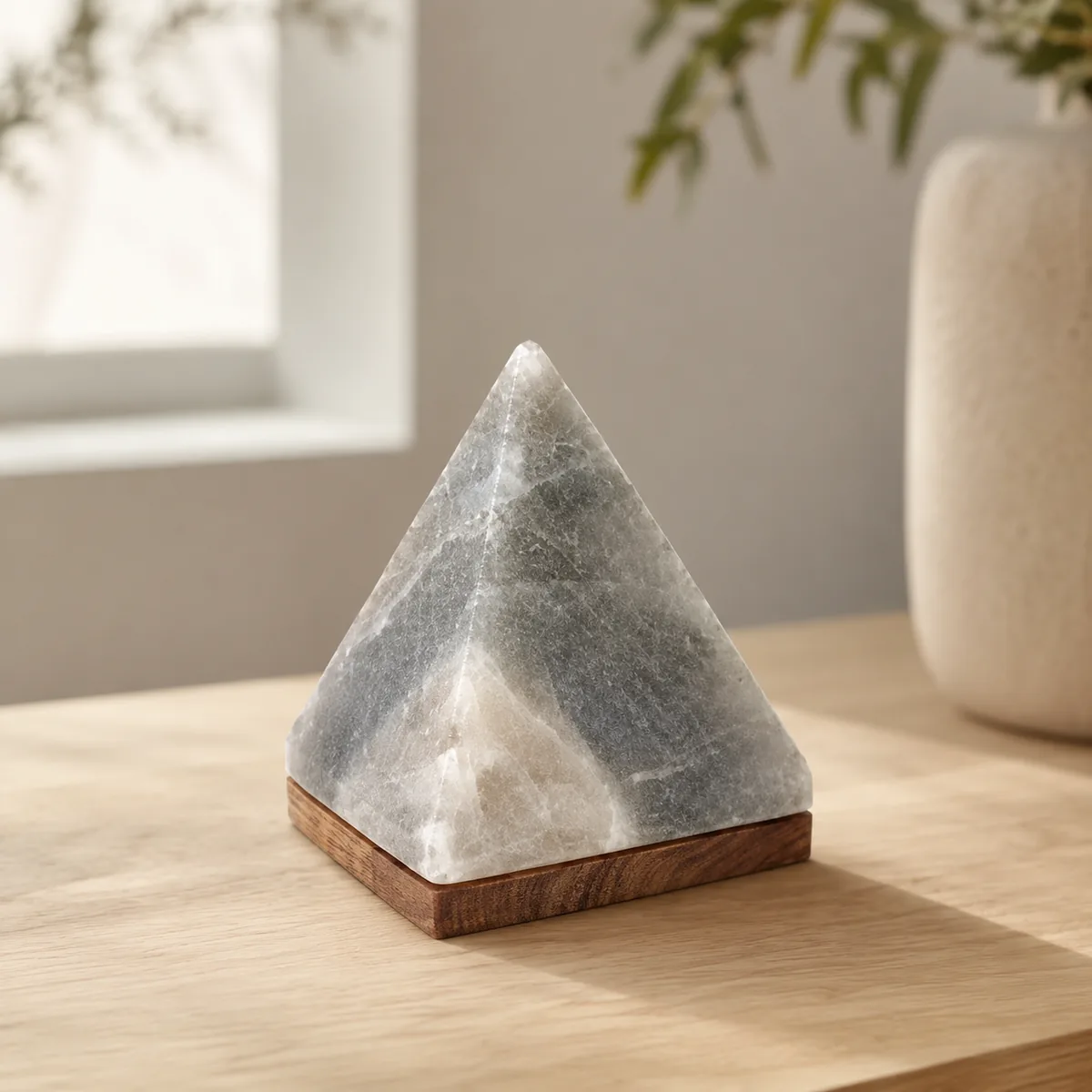 USB Himalayan Salt Lamp – Pyramid, Grey - View 4