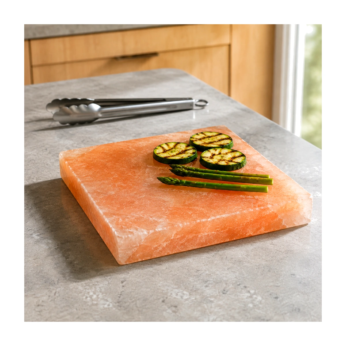 Himalayan Salt Cooking Plate – Square Slab (8"×8"×1.5") - Studio View