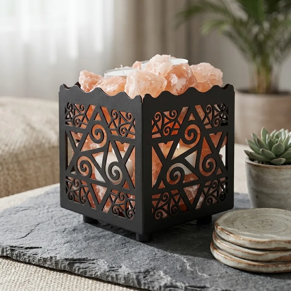 Himalayan Salt Fire Basket – Design #157 - Night Glow