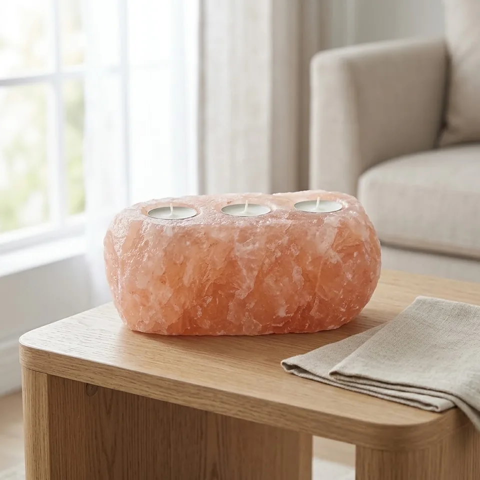 Salt T-Light Candle Holder – Natural (3,4&5-Hole) - Lifestyle View