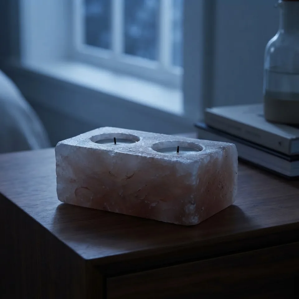 Salt T-Light Candle Holder – Square (2-Hole) - Night Glow