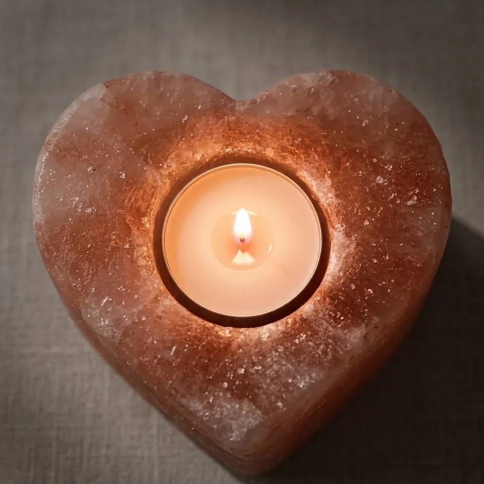 Salt T-Light Candle Holder – Heart - Lifestyle View