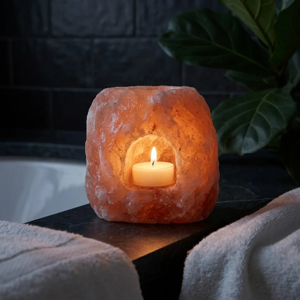 Salt T-Light Candle Holder – Natural - Lifestyle View