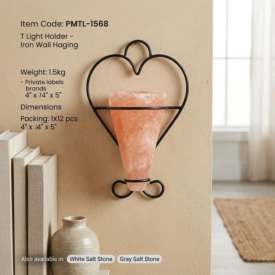 Salt T-Light Candle Holder – Iron Wall Haging - View 4