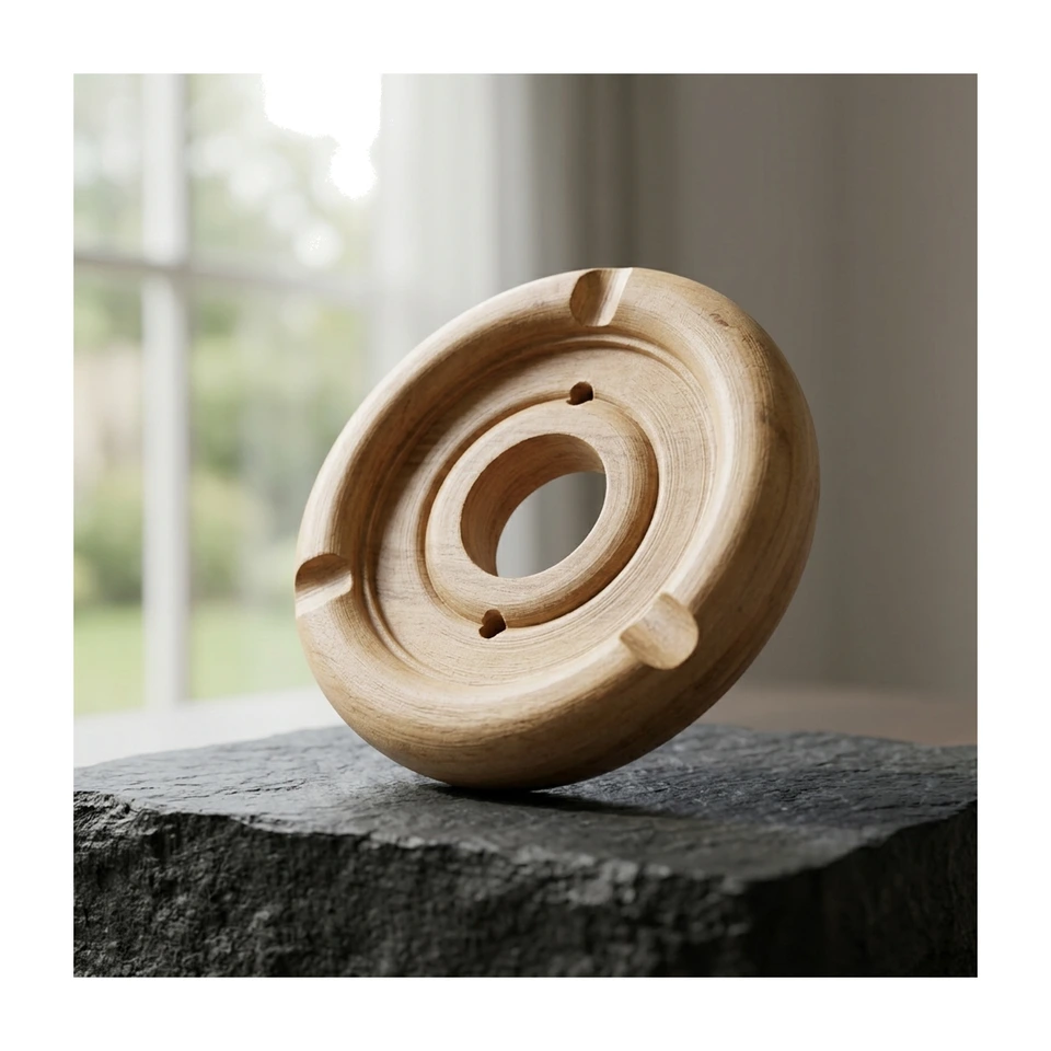 Wooden Base – Round Carved Natural Base (RG135) - RG135