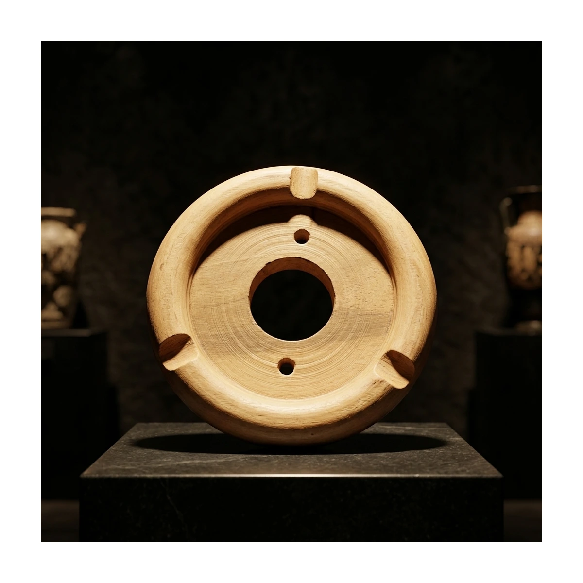 Wooden Base – Round Carved Natural Base (RG135) - Night Glow