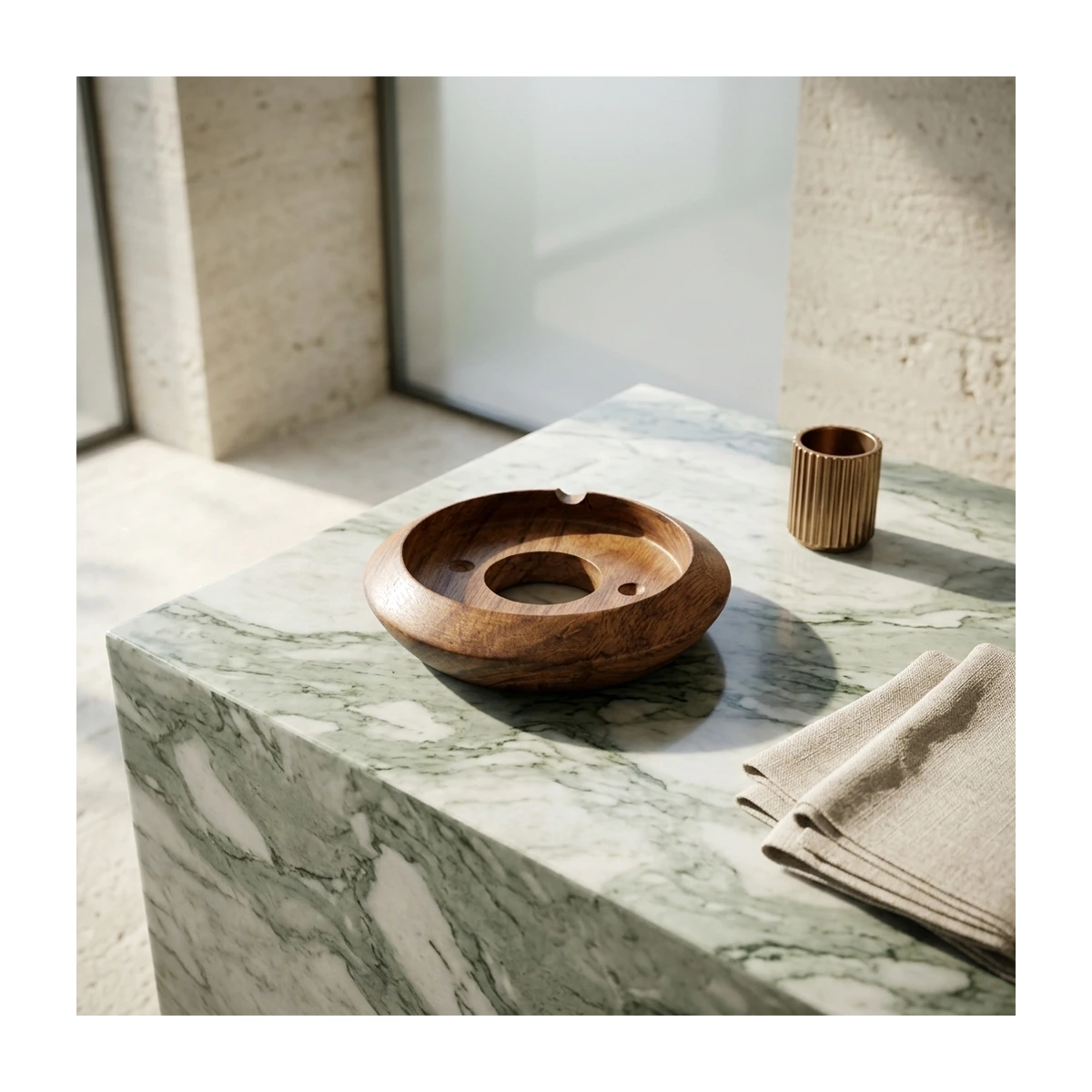 Wooden Base – Tapered Natural Wood Base (RG136) - Angle View