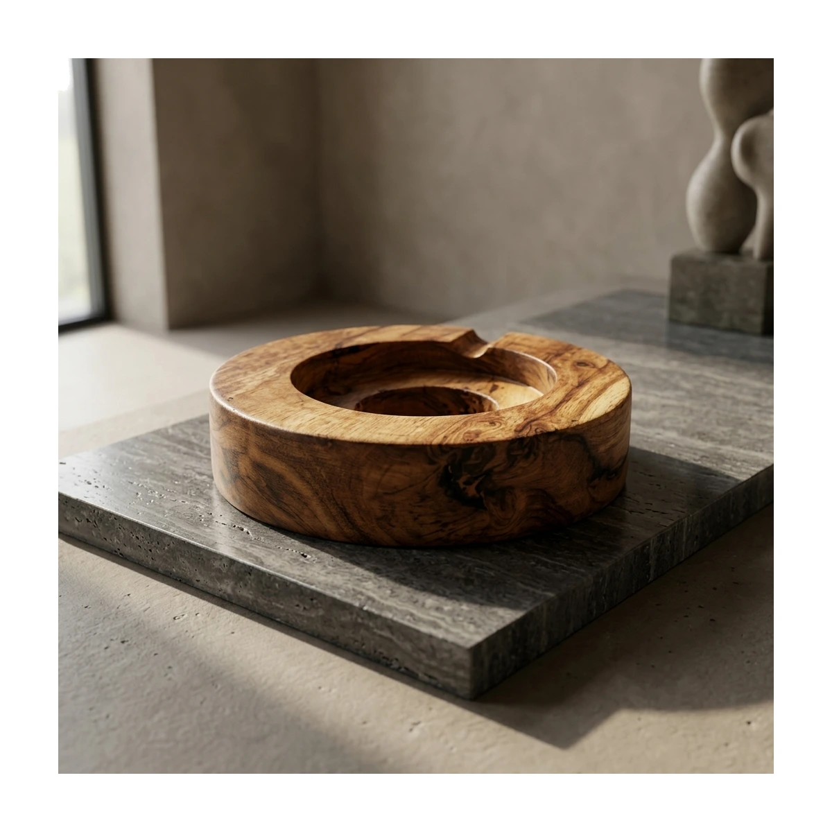 Wooden Base – Solid Round Block Base (RG137) - Angle View