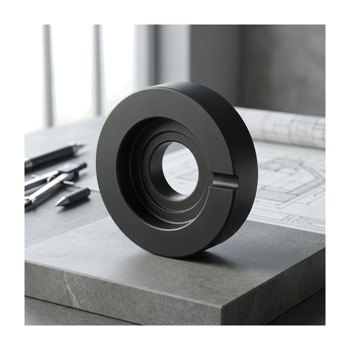 Wooden Base – Solid Black Cylindrical Base (RG138) - Day Studio