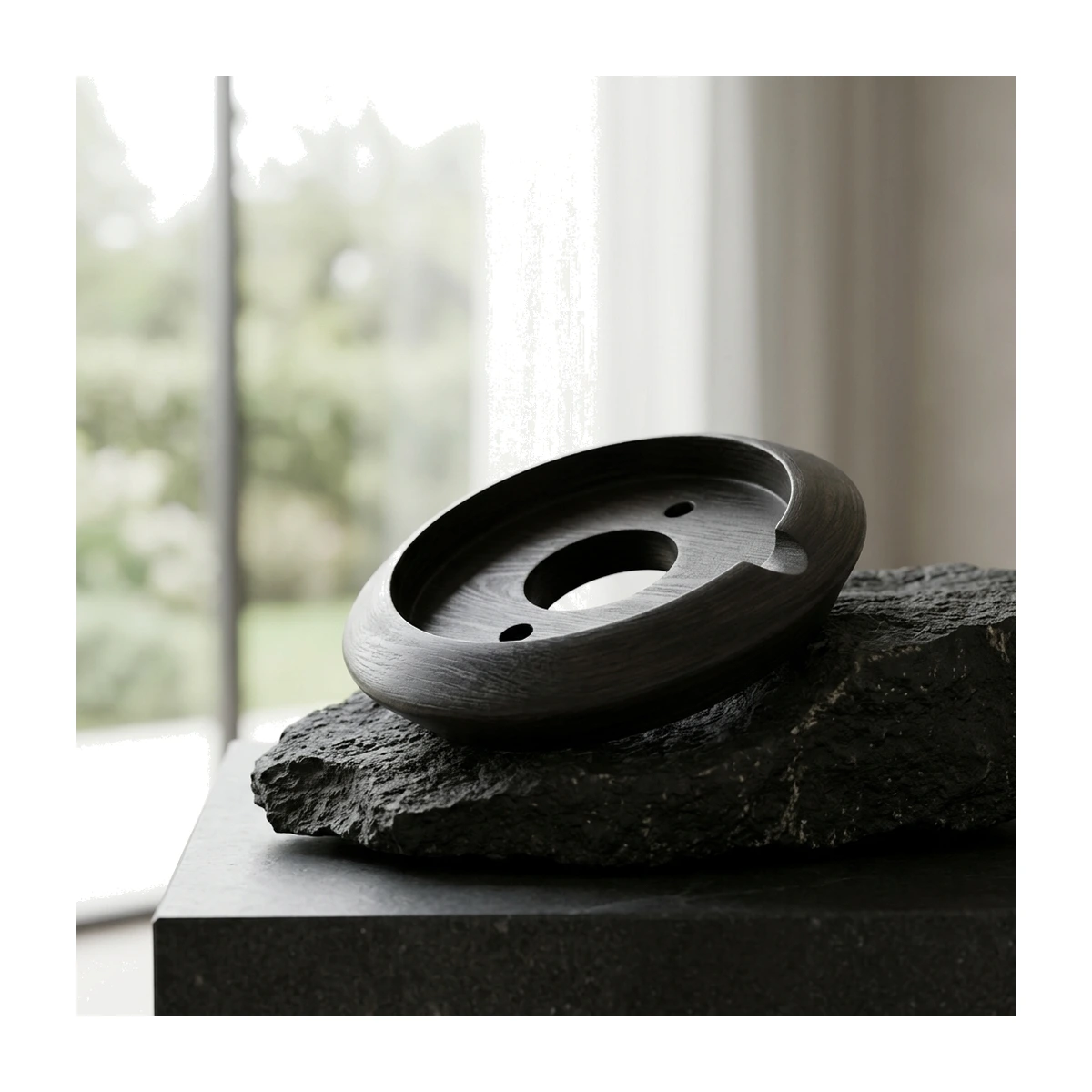 Wooden Base – Beveled Black Round Base (RG139) - Day Studio
